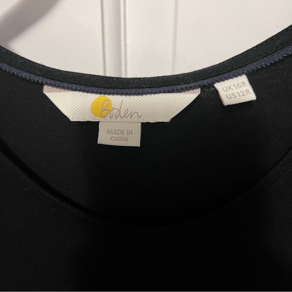 Boden Crew Neck Jersey Midi Dress in Black, Size 12